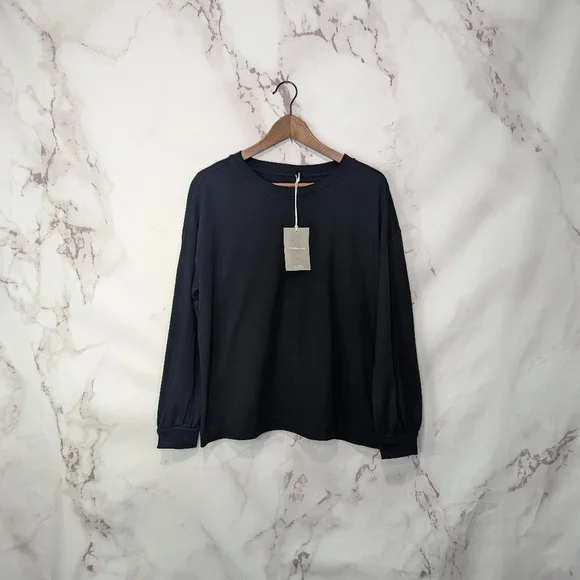 Everlane Long Sleeve Tee Black Shirt Crew Oversized Organic Cotton Women - Picture 3 of 13
